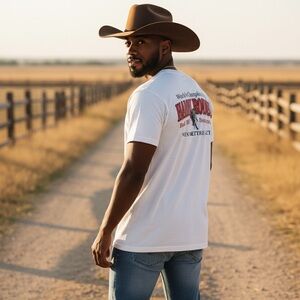 Hanes White Cowboy Graphic Tee (A245)